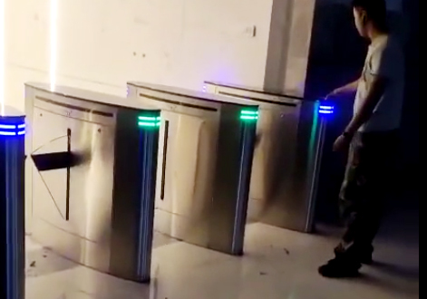Building lobby flap barrier gate turnstile_KY1469